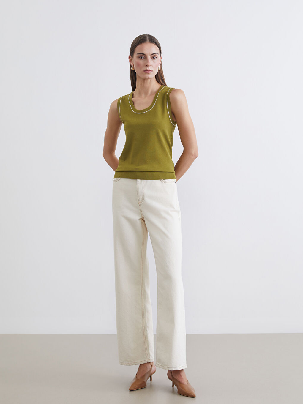 Women's U-Neck Knit Sweater-1