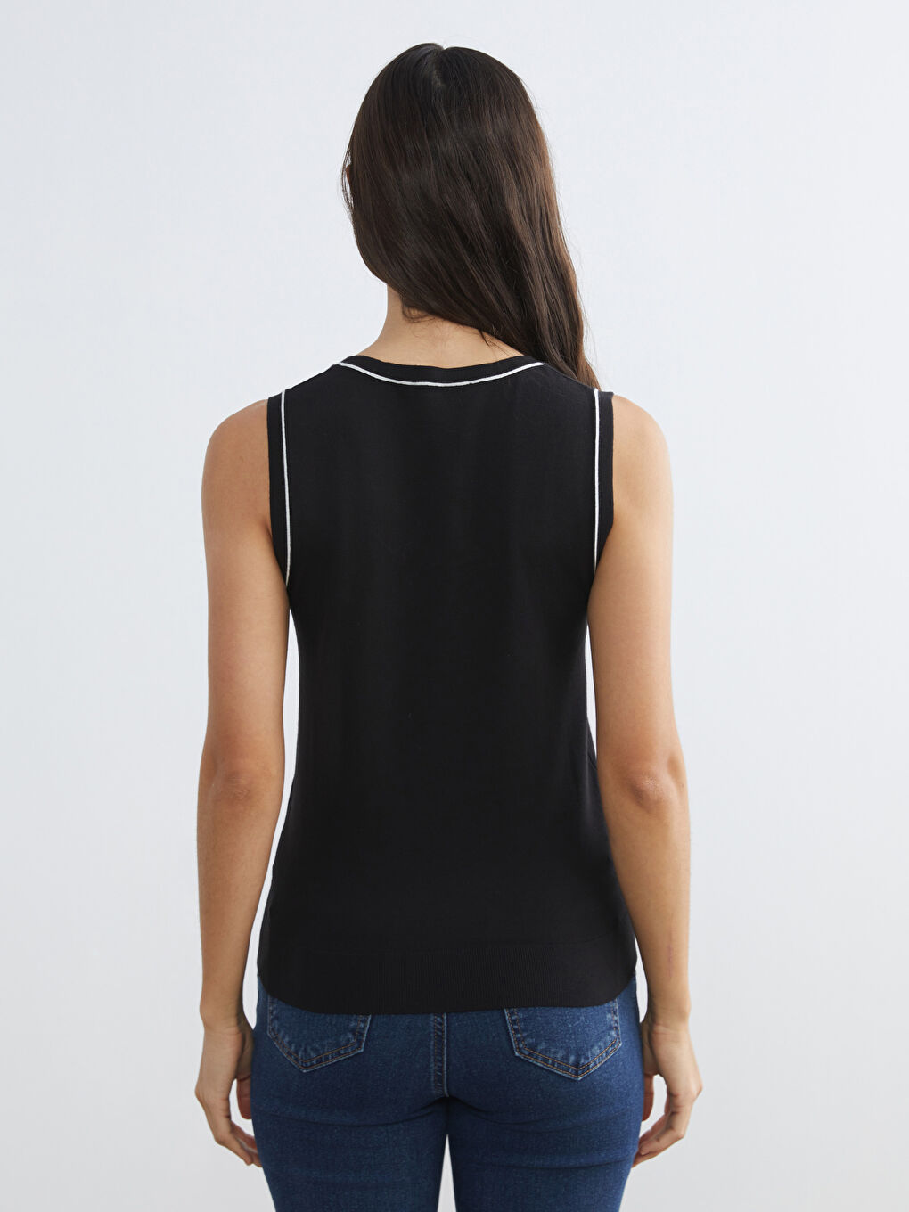 Women's U-Neck Knit Sweater-3