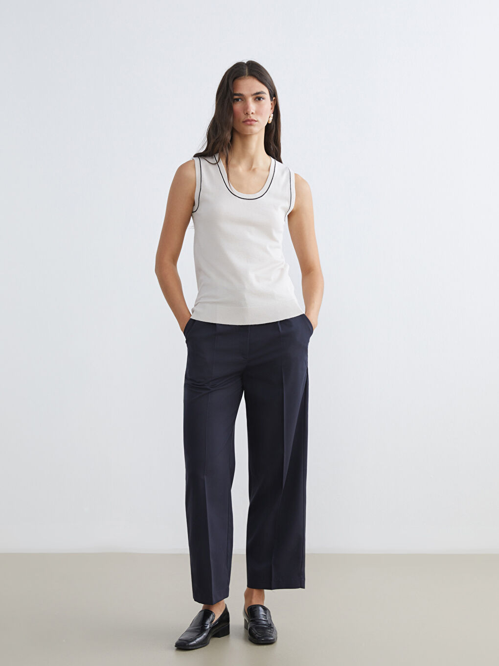 Women's U-Neck Knit Sweater-1