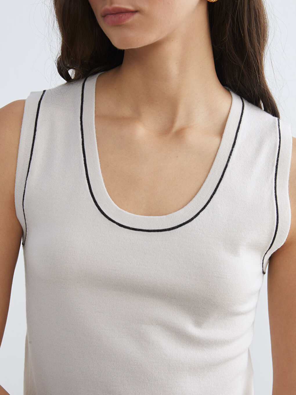 Women's U-Neck Knit Sweater-2