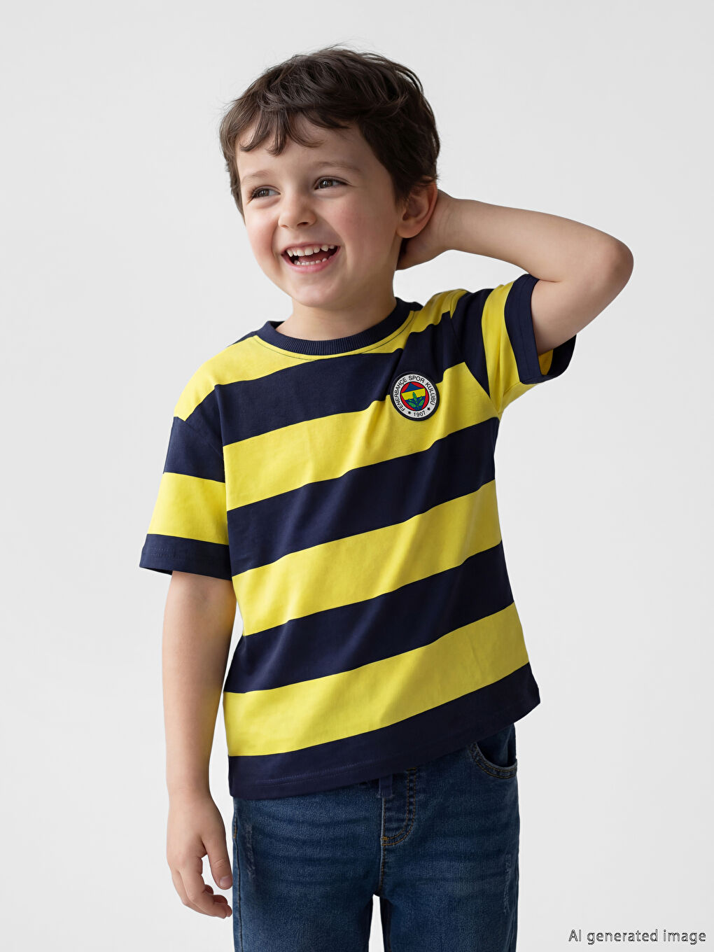 Sarı Fenerbahçe Baskılı Erkek Çocuk Tişört