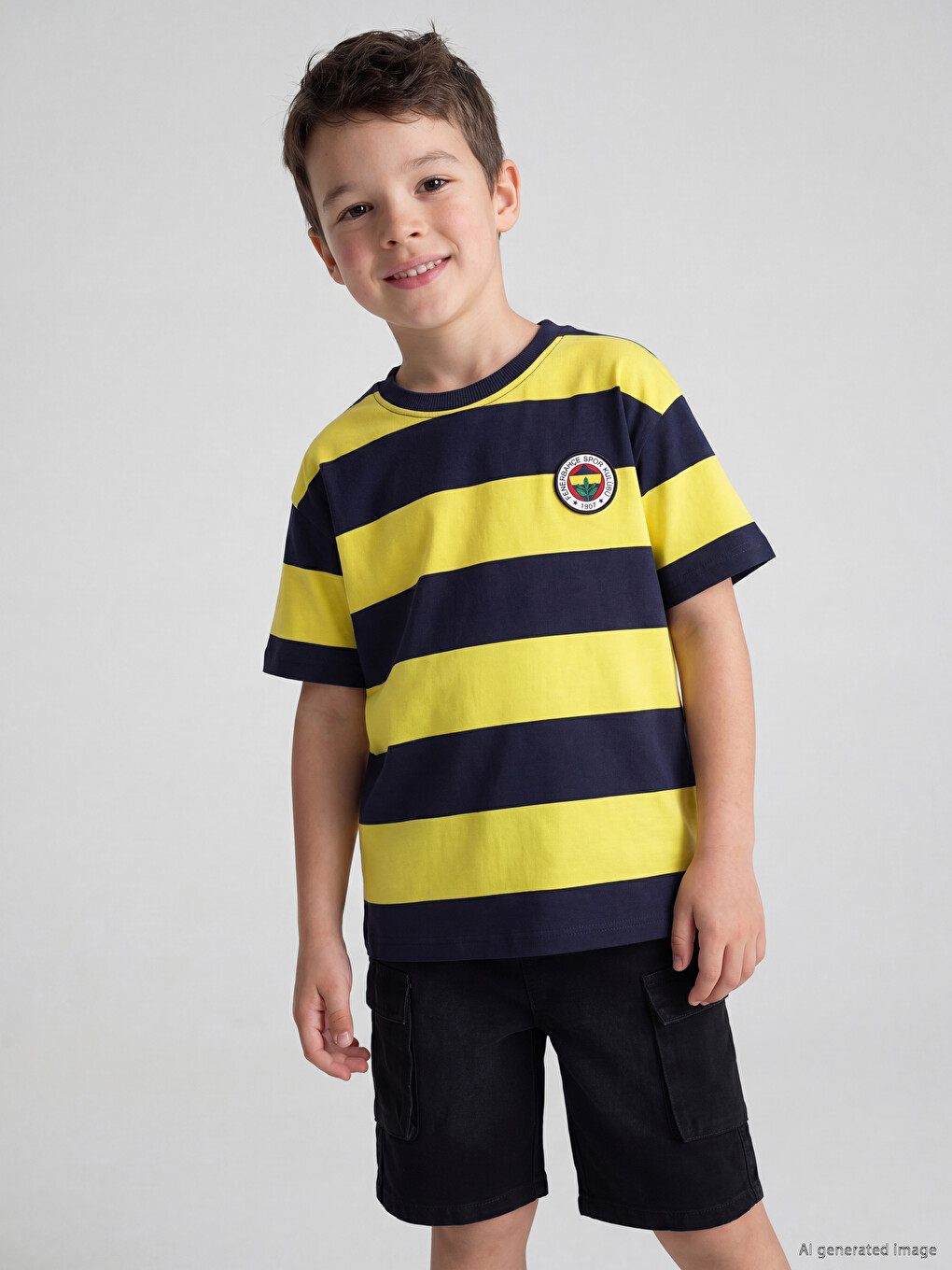 Sarı Fenerbahçe Baskılı Erkek Çocuk Tişört