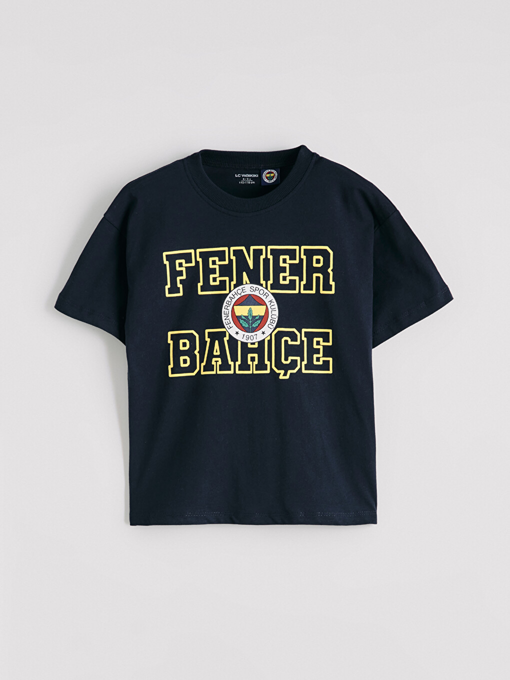 Lacivert Bisiklet Yaka Fenerbahçe Baskılı Erkek Çocuk Tişört