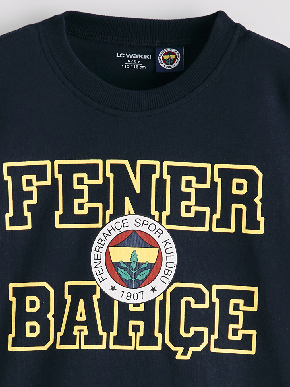 Lacivert Bisiklet Yaka Fenerbahçe Baskılı Erkek Çocuk Tişört-2
