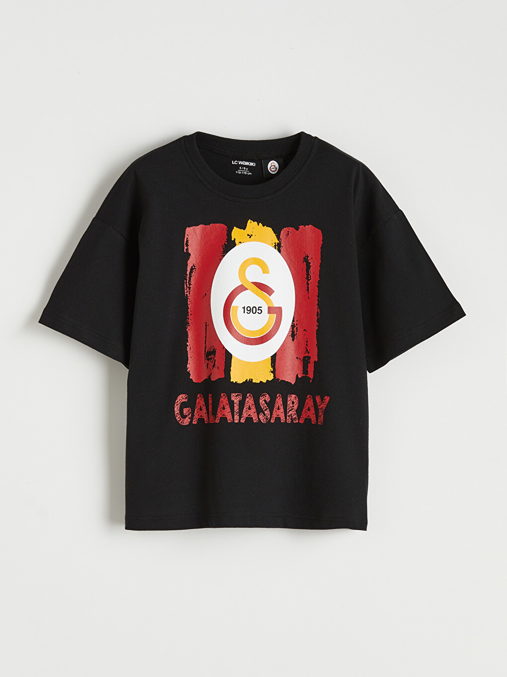 Siyah Bisiklet Yaka Galatasaray Baskılı Erkek Çocuk Tişört