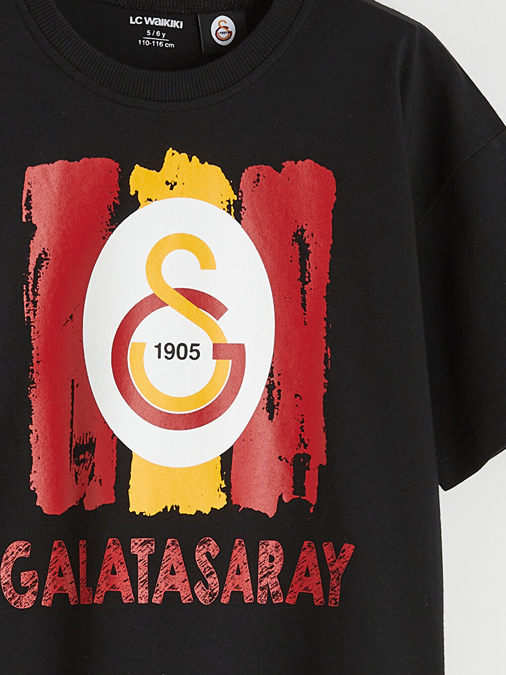 Siyah Bisiklet Yaka Galatasaray Baskılı Erkek Çocuk Tişört-2