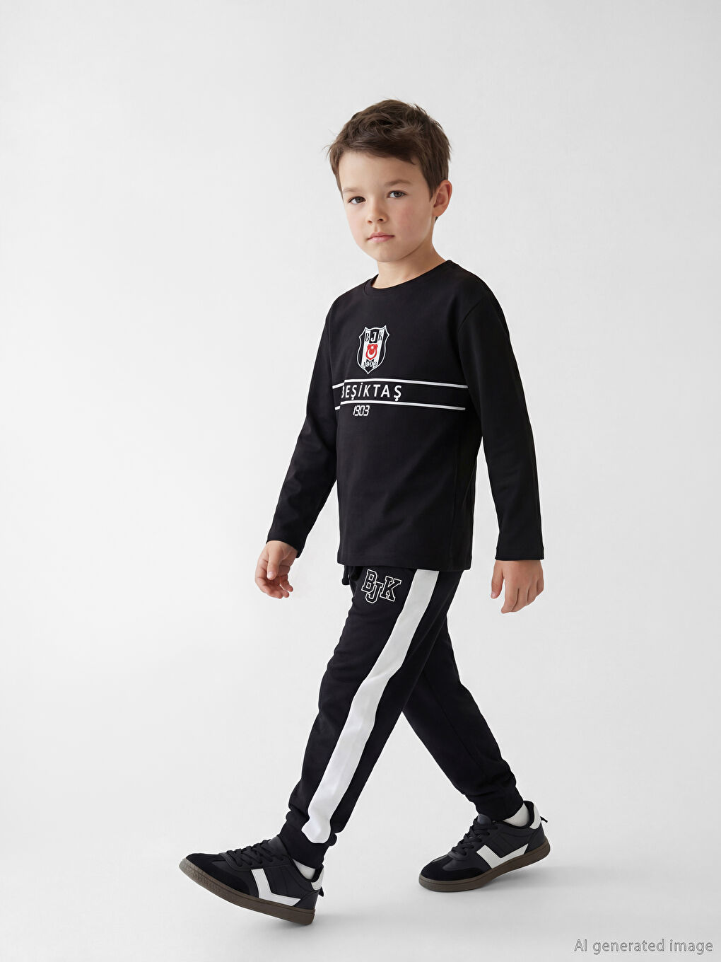 Siyah Beşiktaş Baskılı Erkek Çocuk Jogger Eşofman Altı