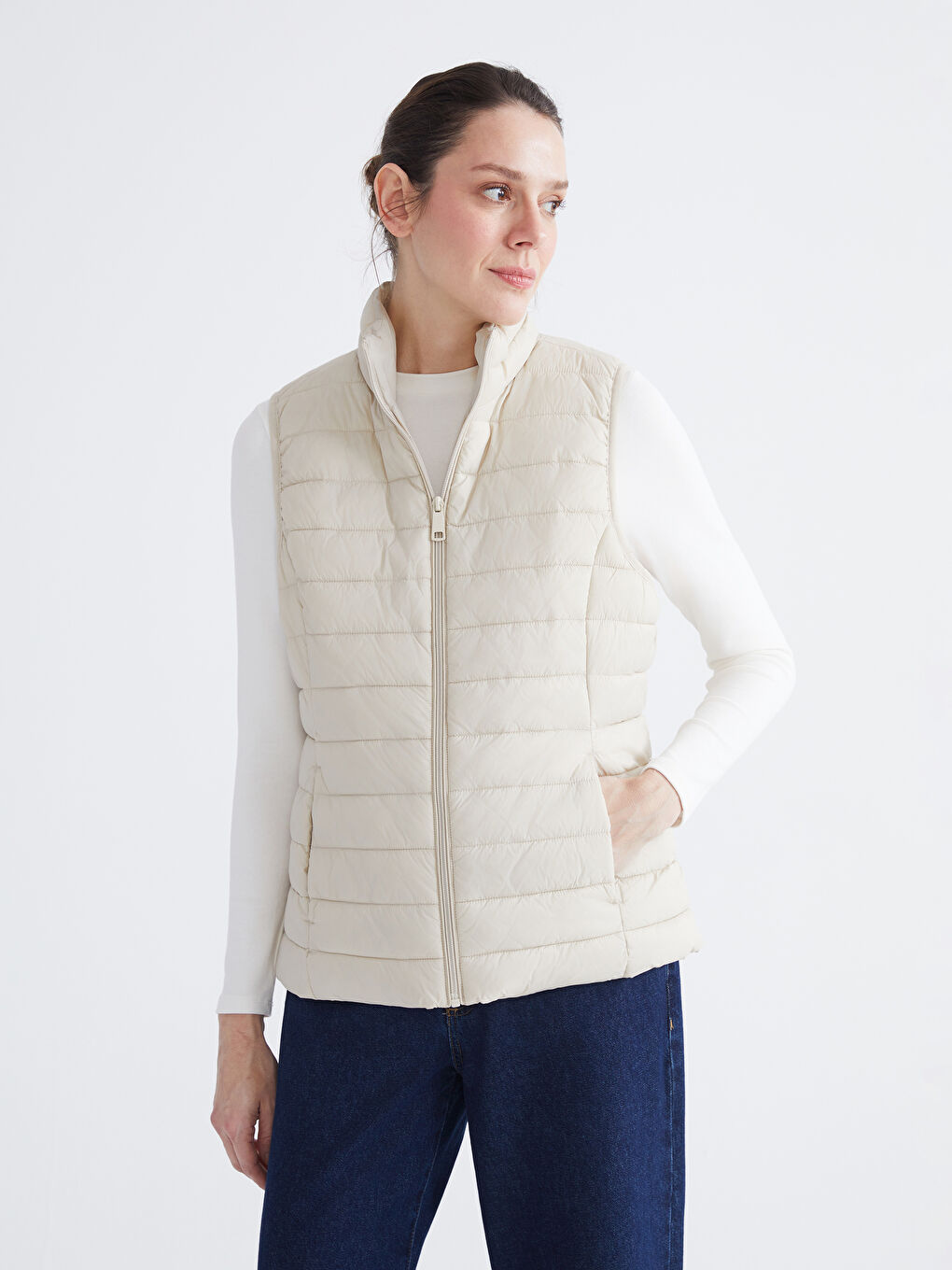 Doudoune sans manches BEIGE Femme