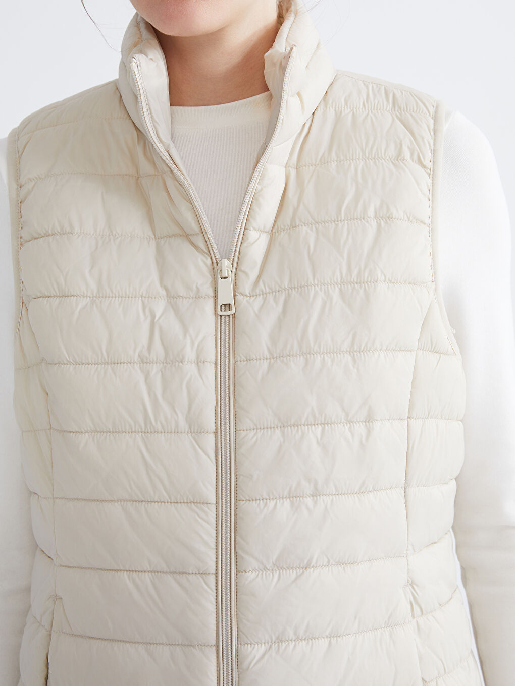 Doudoune sans manches BEIGE Femme-2