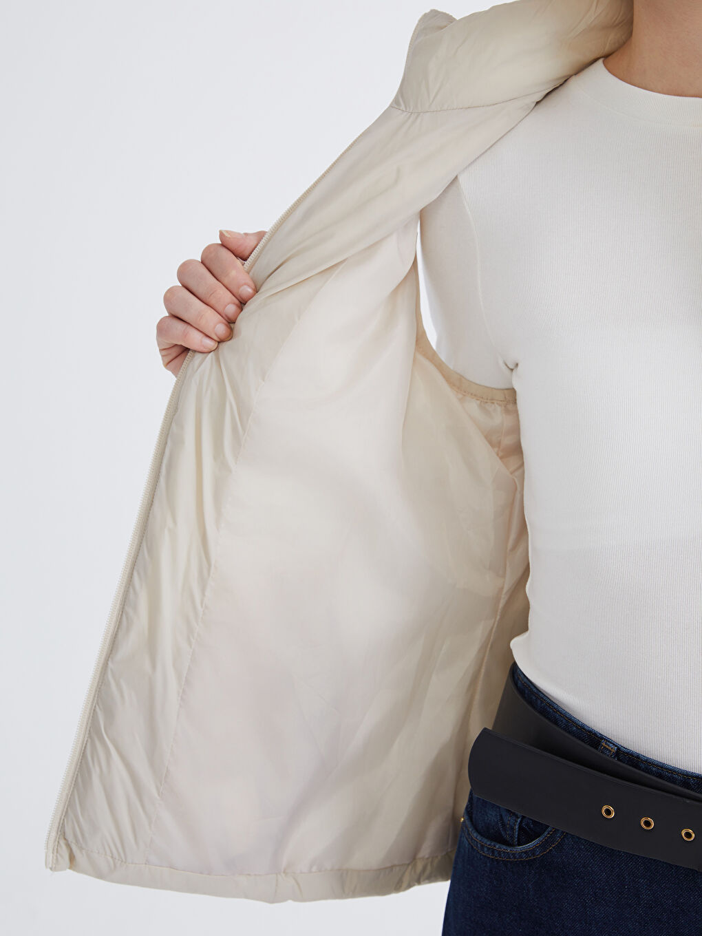 Doudoune sans manches BEIGE Femme-3