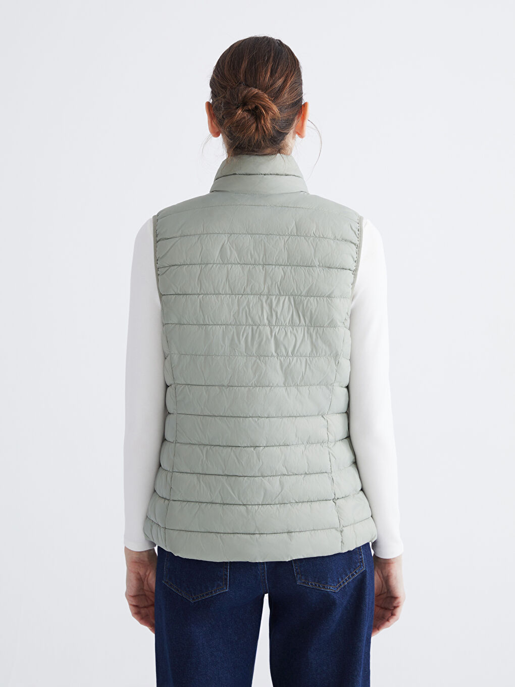 Women's Stand Collar Puffer Vest-4