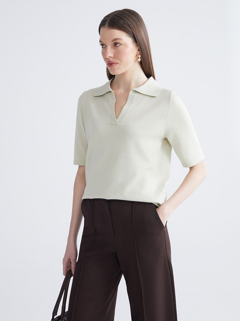 Women's Polo Neck Knit Sweater