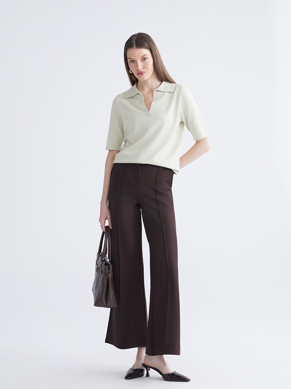 Women's Polo Neck Knit Sweater-1