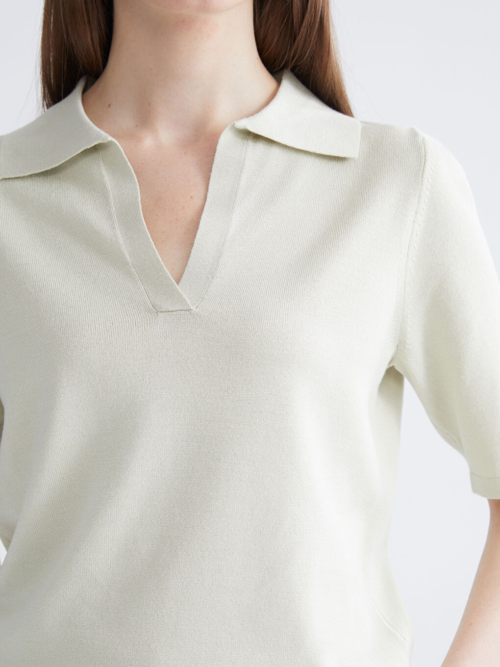 Women's Polo Neck Knit Sweater-2