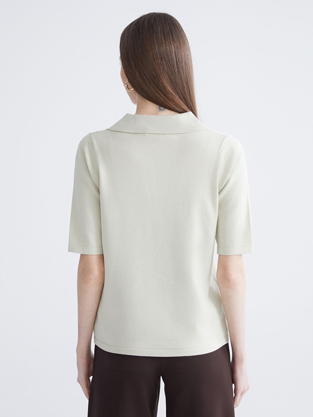 Women's Polo Neck Knit Sweater-3