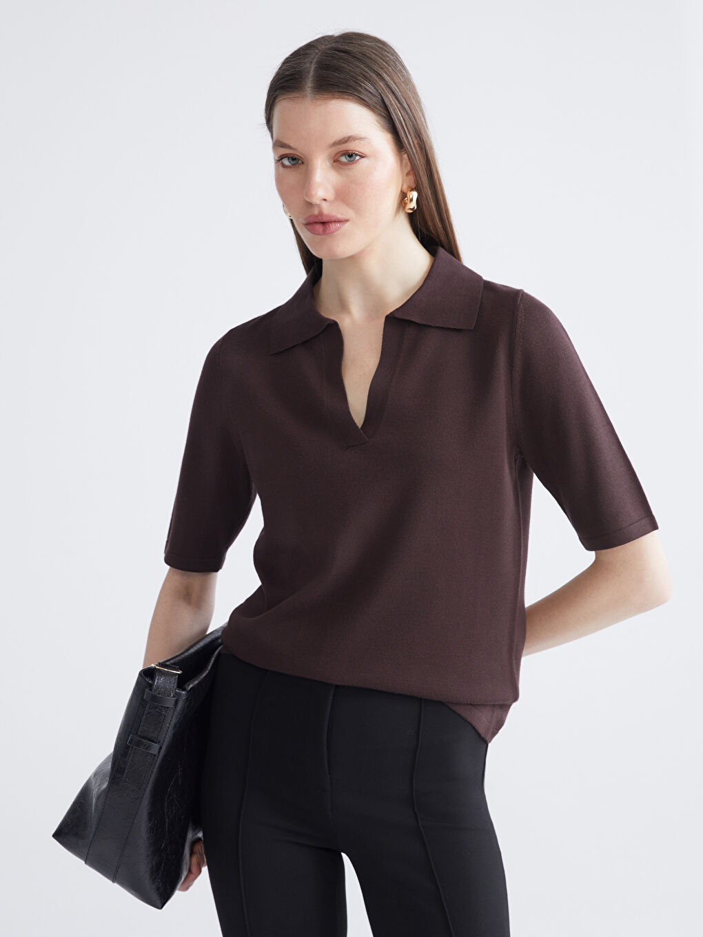 Women's Polo Neck Knit Sweater