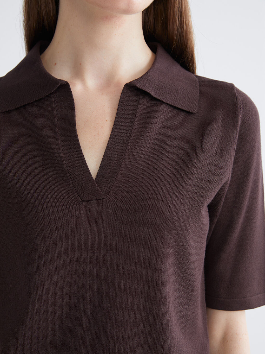 Women's Polo Neck Knit Sweater-2