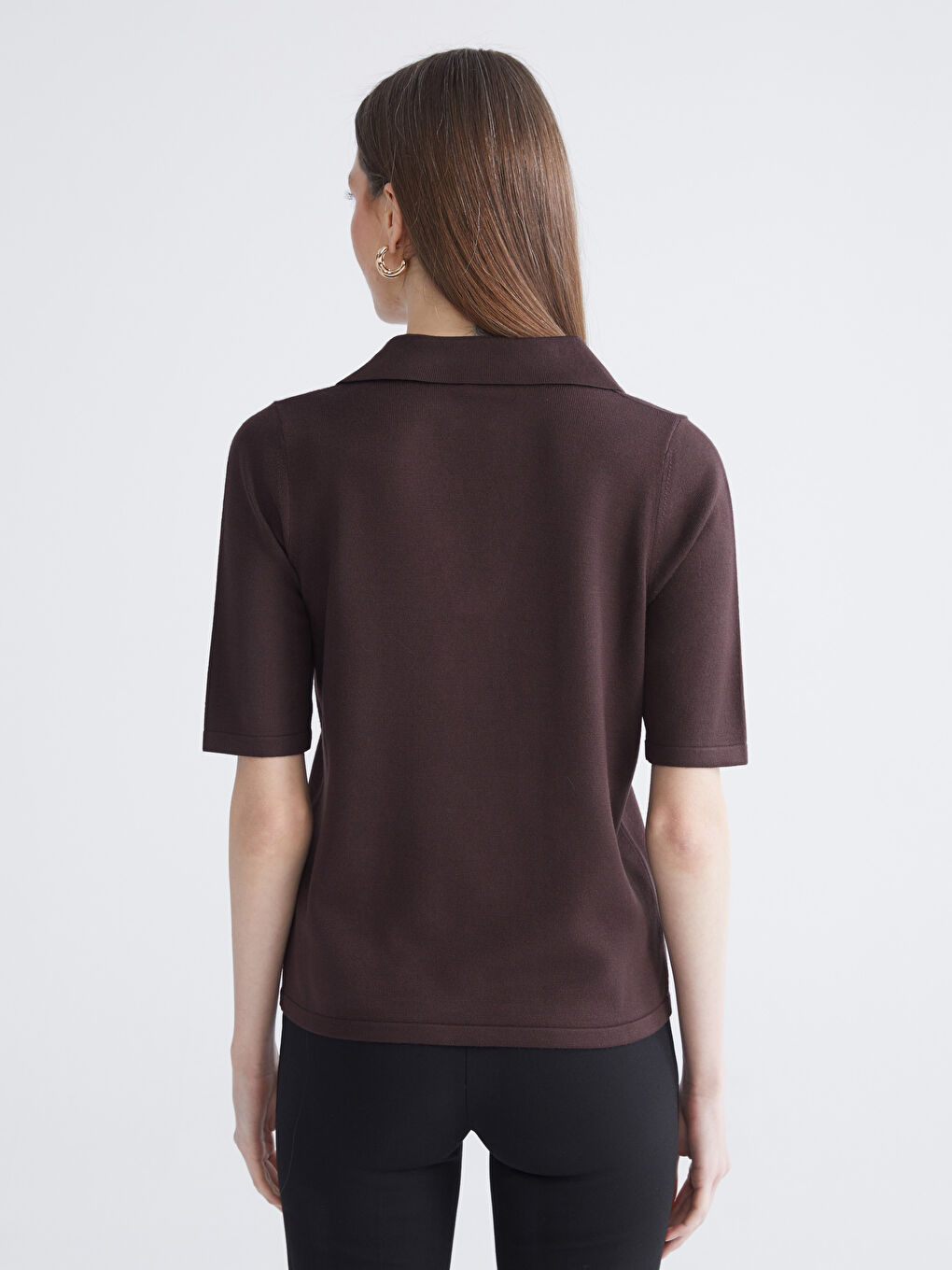 Women's Polo Neck Knit Sweater-3