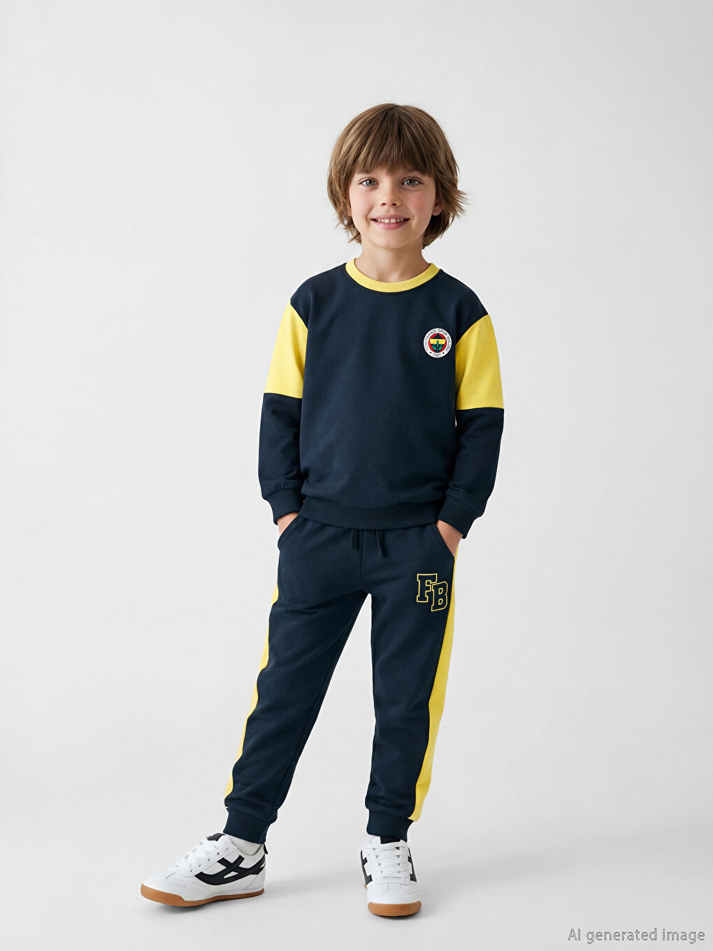 Lacivert Fenerbahçe Baskılı Erkek Çocuk Eşofman Takım