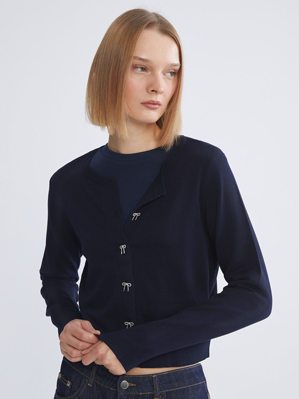 Женщины Синий Кардиган