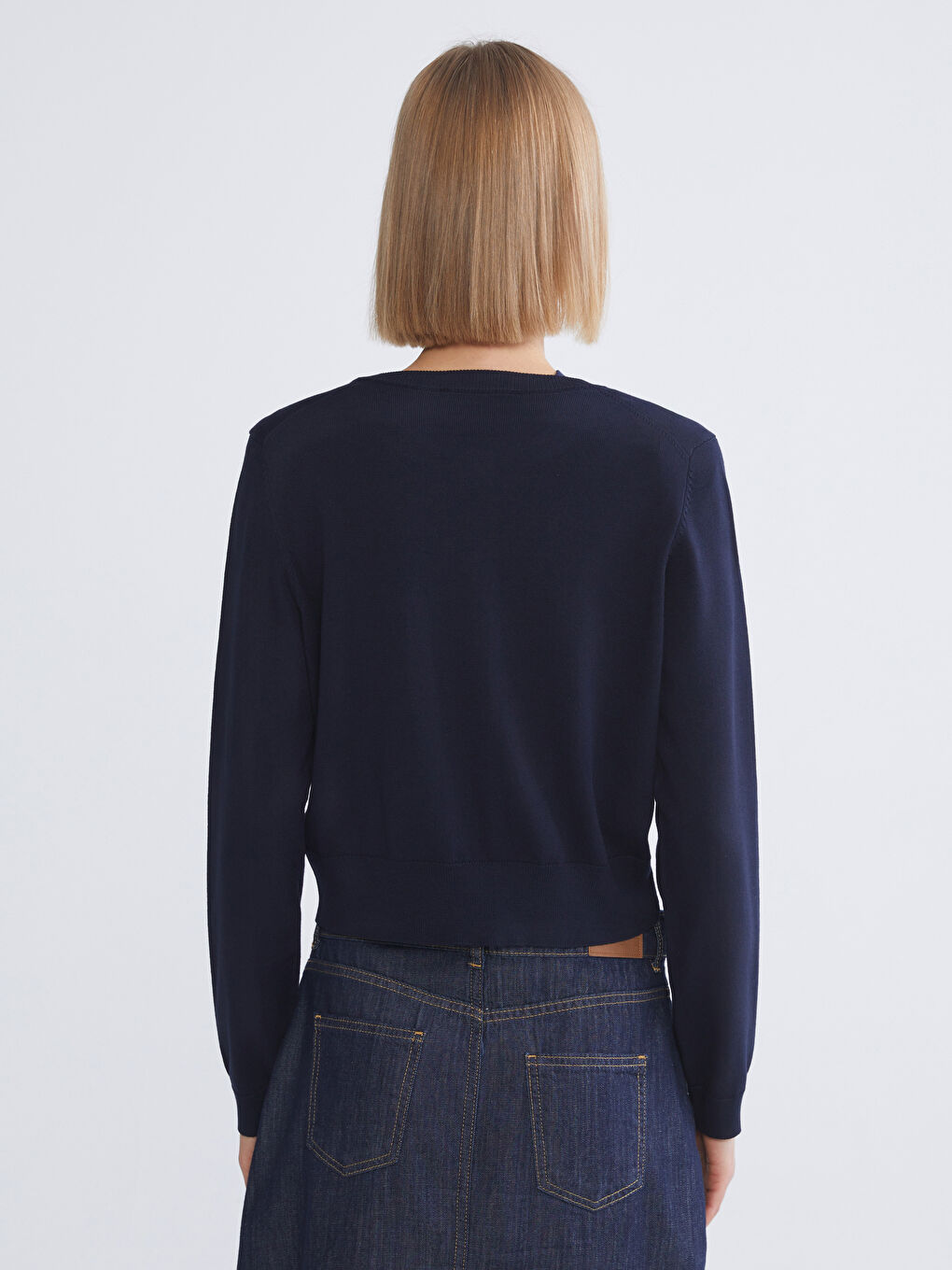 Женщины Синий Кардиган-3