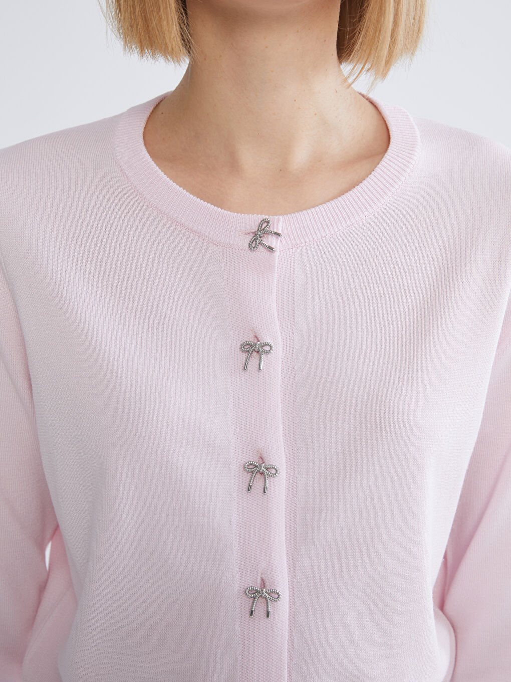 Женщины Розовый Кардиган-2