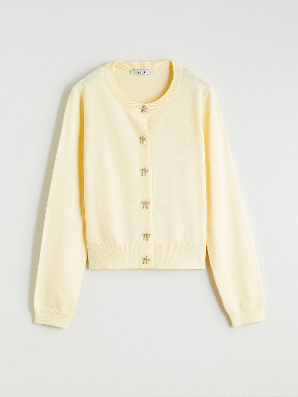 მრგვალი საყელო მოკლე ქალებისთვის ტრიკოტაჟი კარდიგანი-4