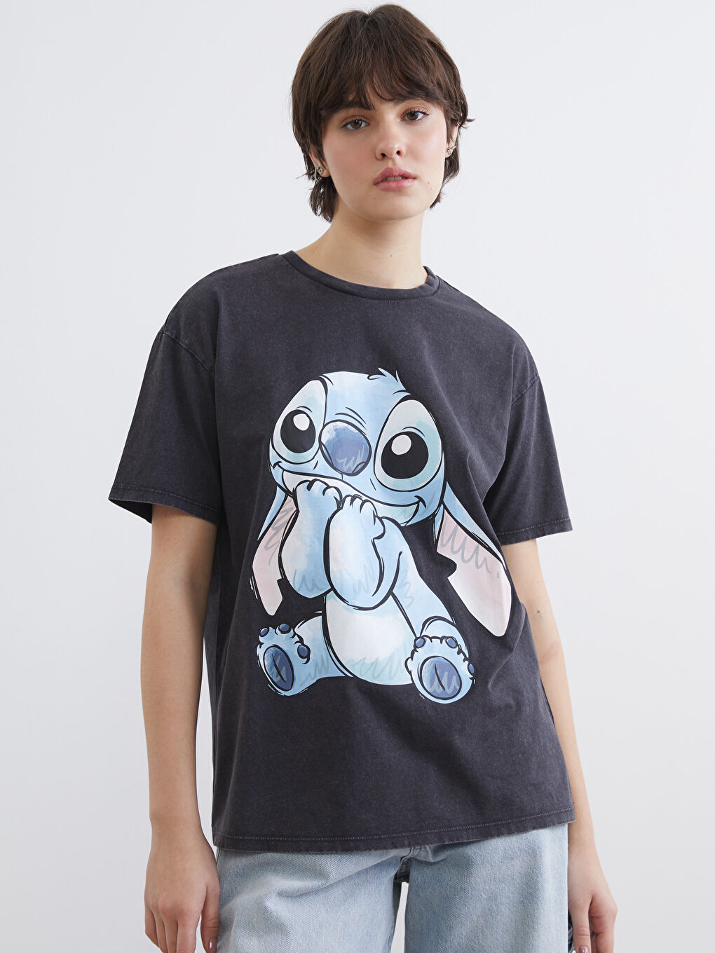 Crew Neck Stitch Printed Women's T-Shirt