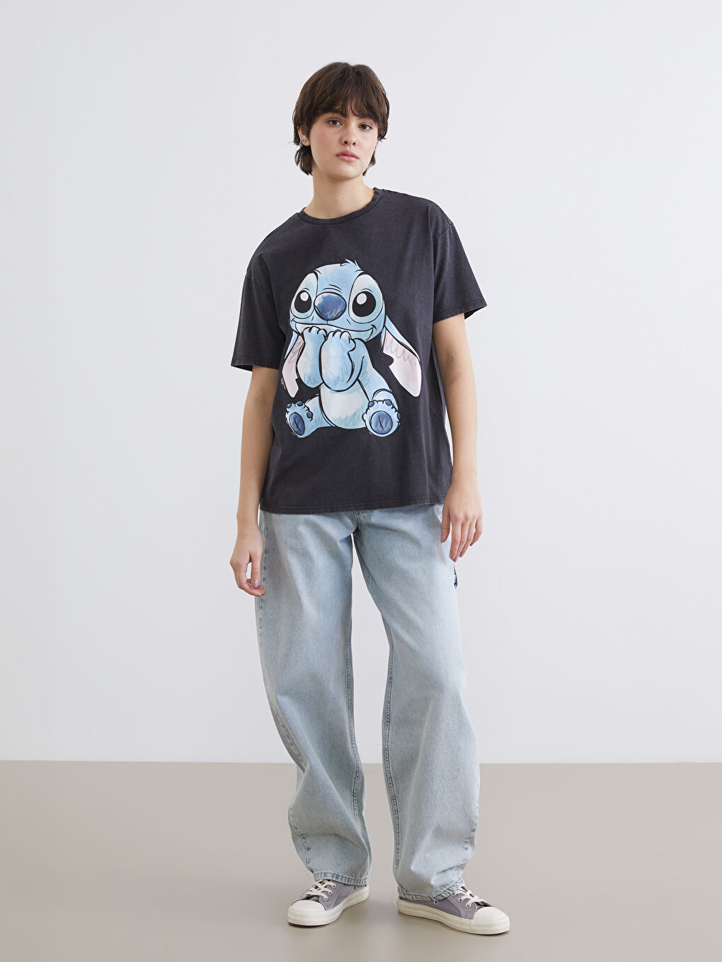 Crew Neck Stitch Printed Women's T-Shirt-1