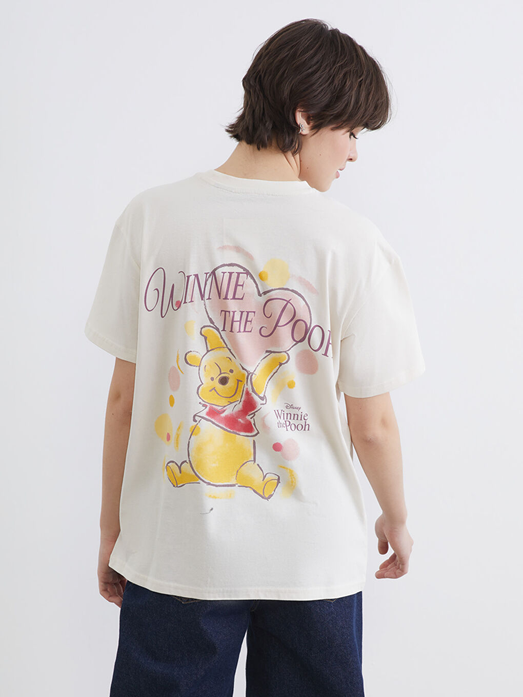 Crew Neck Winnie the Pooh Printed Women's T-Shirt