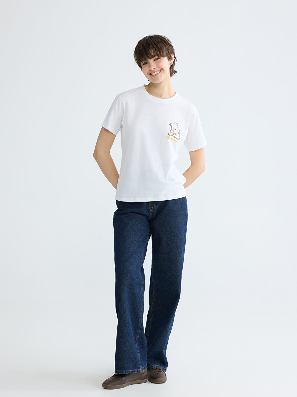 Женщины Белый Футболка-1