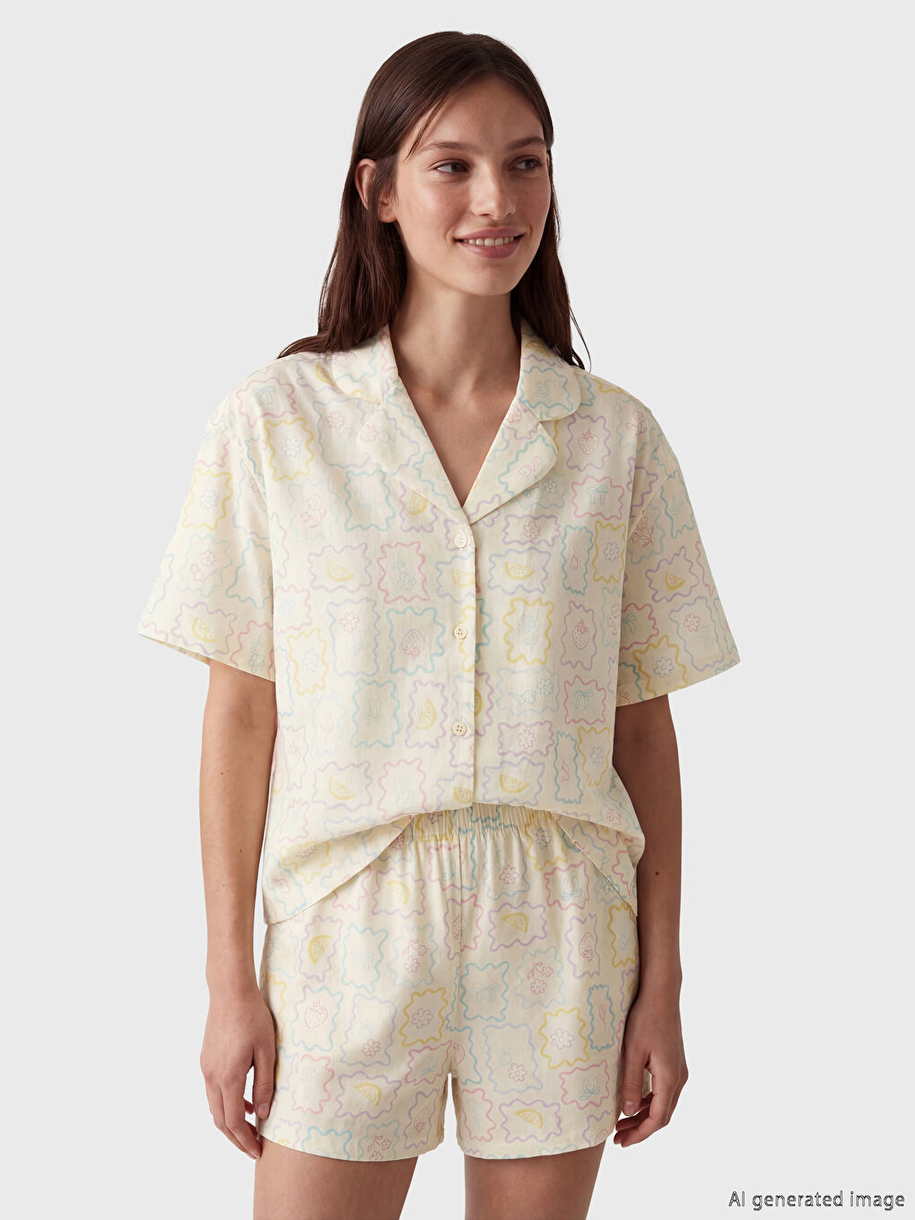 Šareni ženski kratki pidžama komplet-1