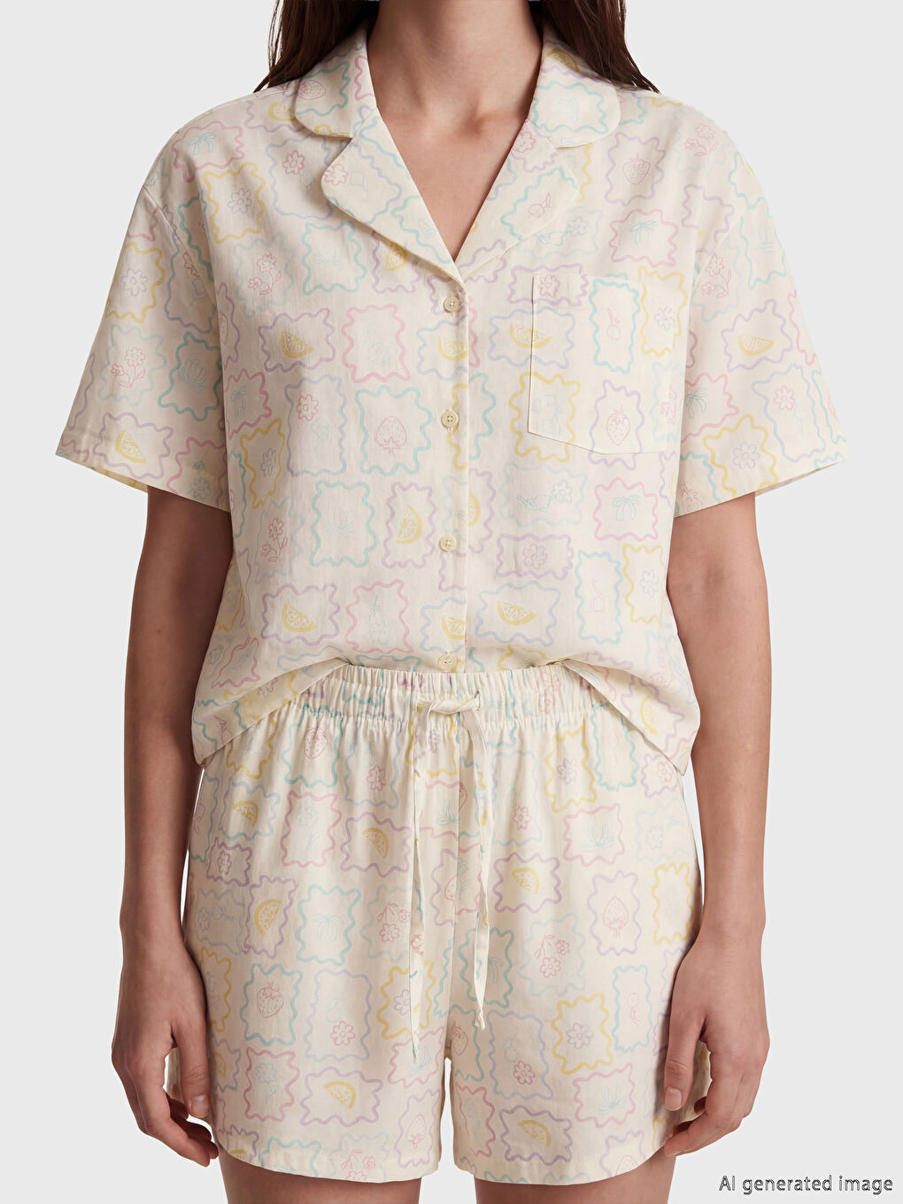 Šareni ženski kratki pidžama komplet-2