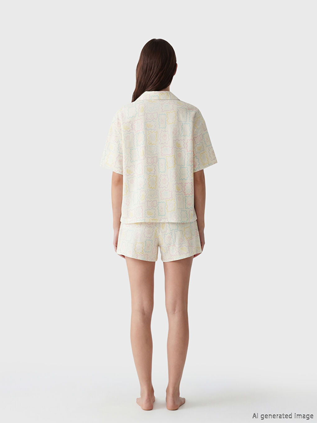 Šareni ženski kratki pidžama komplet-3