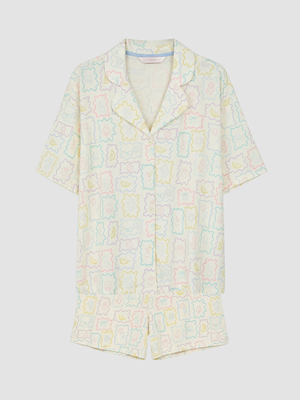 Desenli Kadın Şortlu Pijama Takımı-11