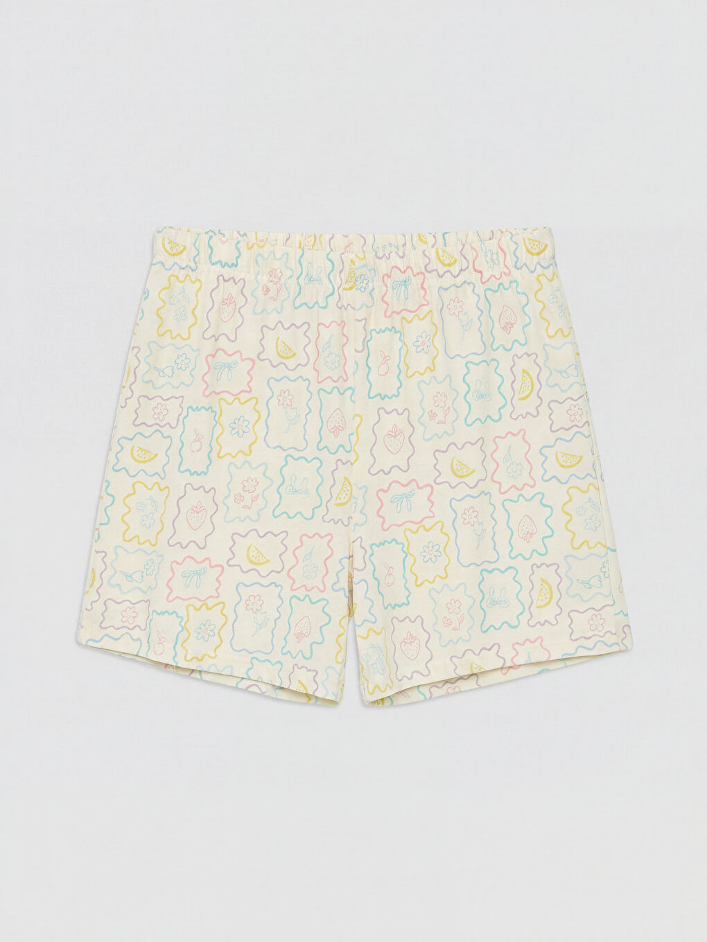 Desenli Kadın Şortlu Pijama Takımı-13