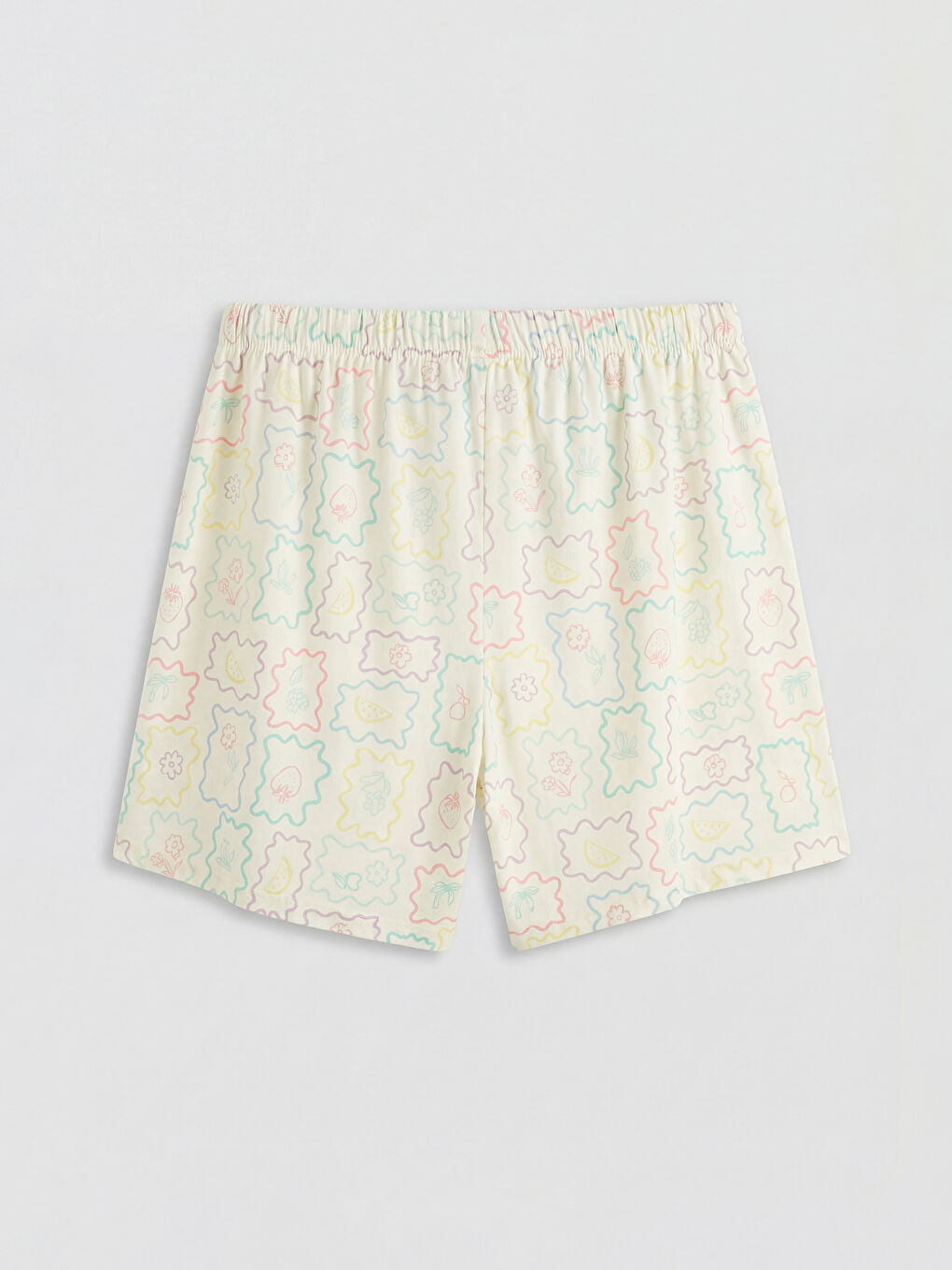 Desenli Kadın Şortlu Pijama Takımı-15