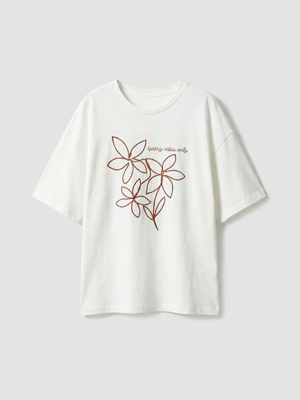 Ekru Baskılı Kız Çocuk Tişört ve Pantolon-1