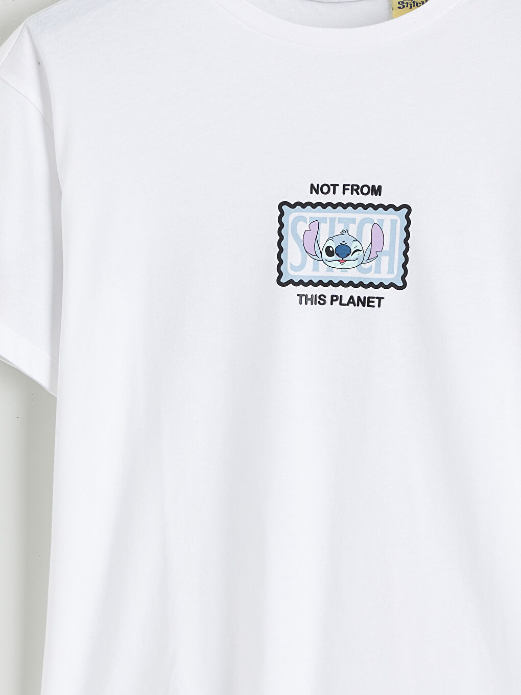 Bisiklet Yaka Sititch Baskılı Kadın Tişört-6