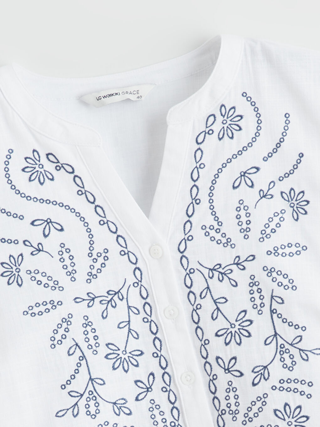 Notch Neck Embroidered Blouse-5