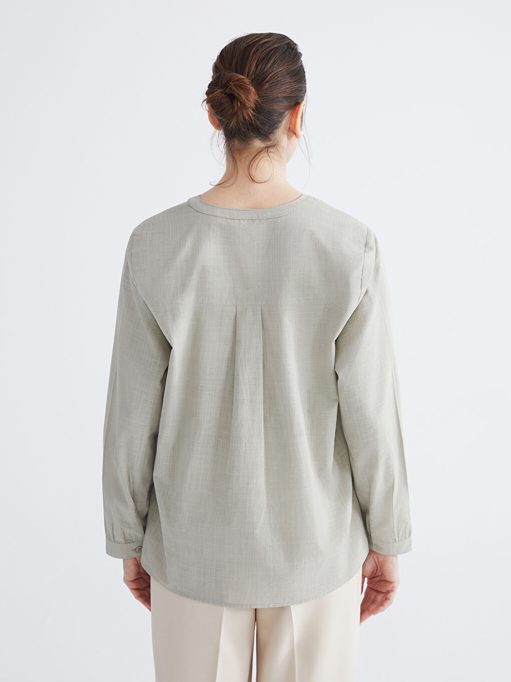 Asymmetric Neckline Embroidered Blouse-3