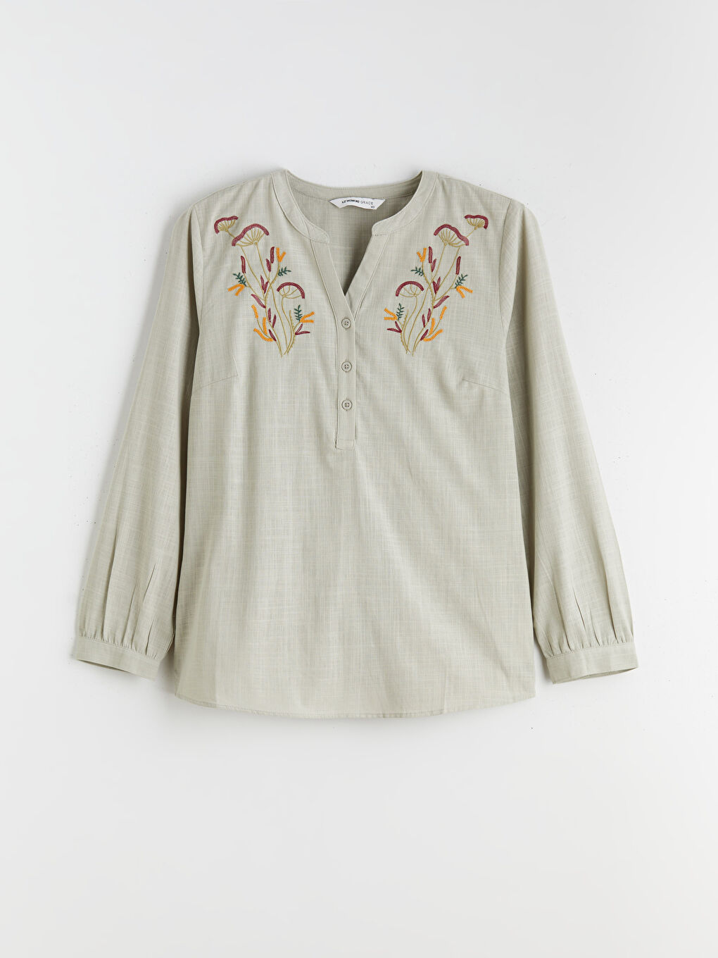 Asymmetric Neckline Embroidered Blouse-4