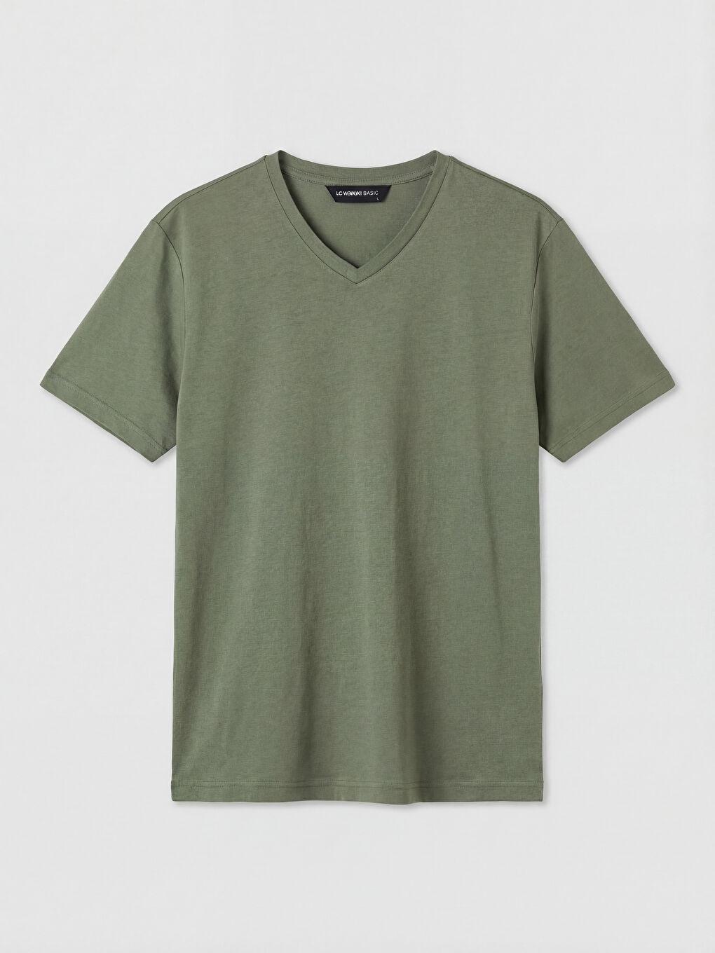 Haki V Yaka Erkek Soft Touch Tişört