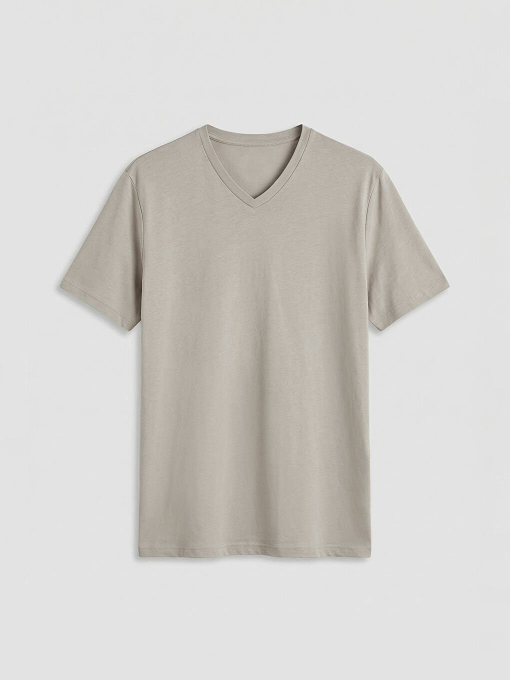 Bej V Yaka Erkek Soft Touch Tişört-9