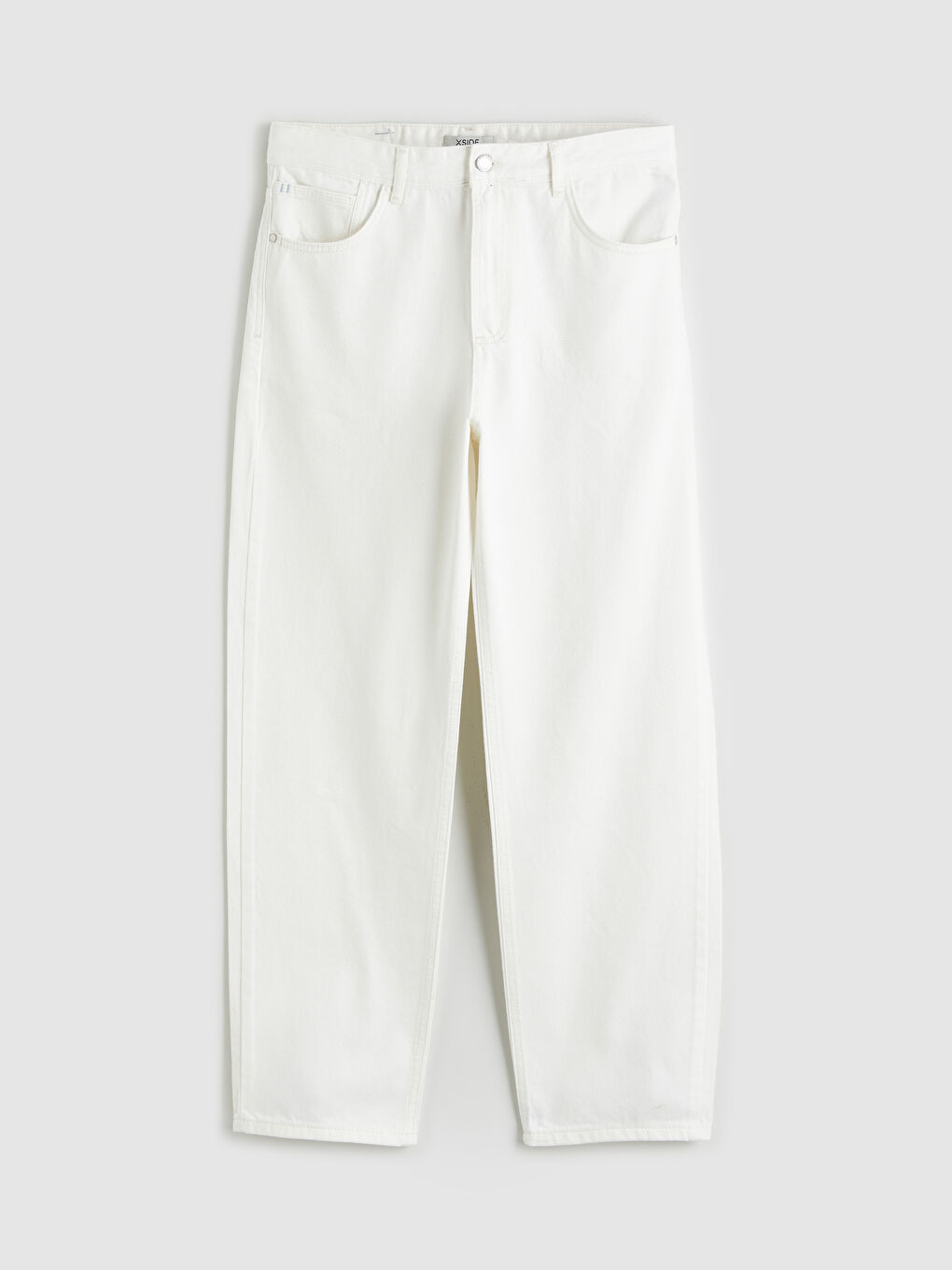 Beyaz Baggy Fit Erkek Jean Pantolon-4