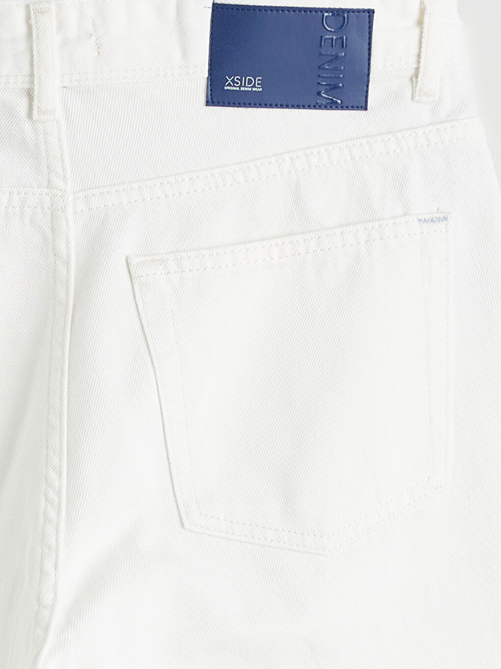 Beyaz Baggy Fit Erkek Jean Pantolon-5