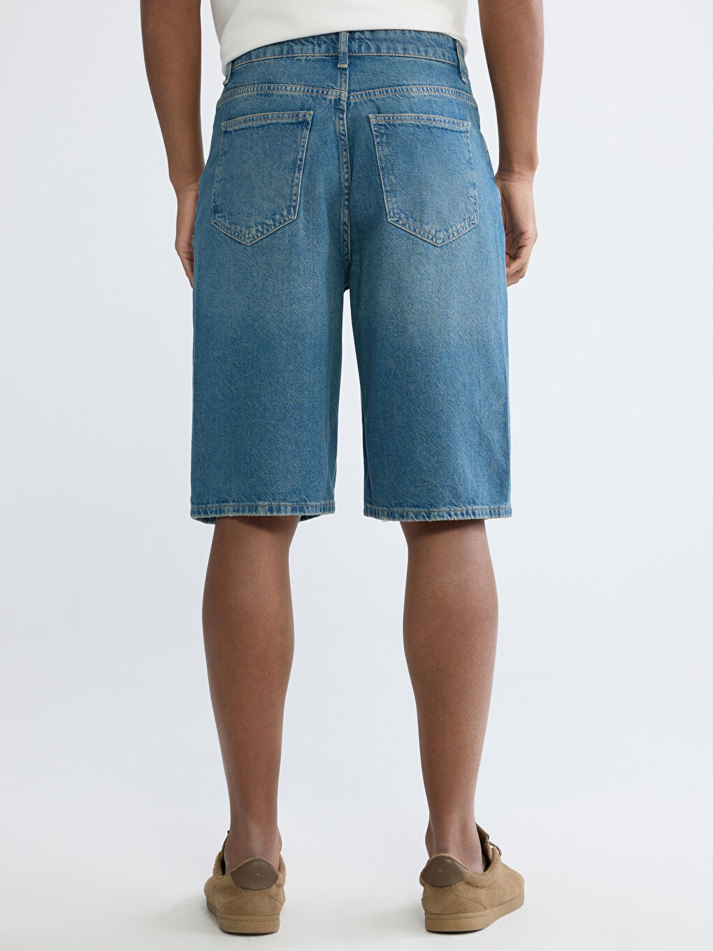 İndigo Loose Fit Erkek Jean Şort-3