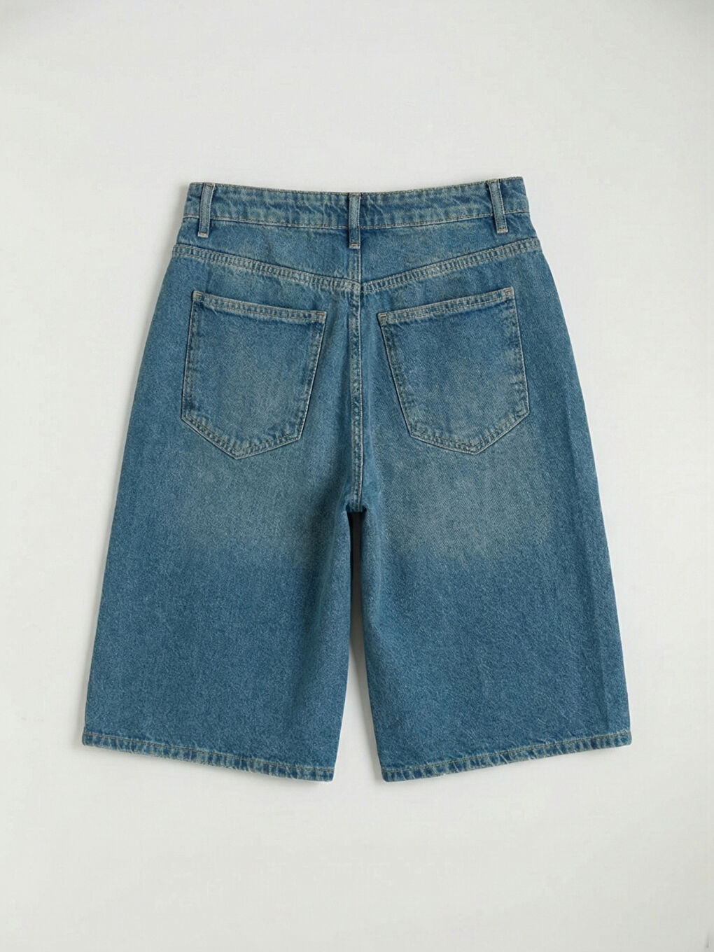 İndigo Loose Fit Erkek Jean Şort-5