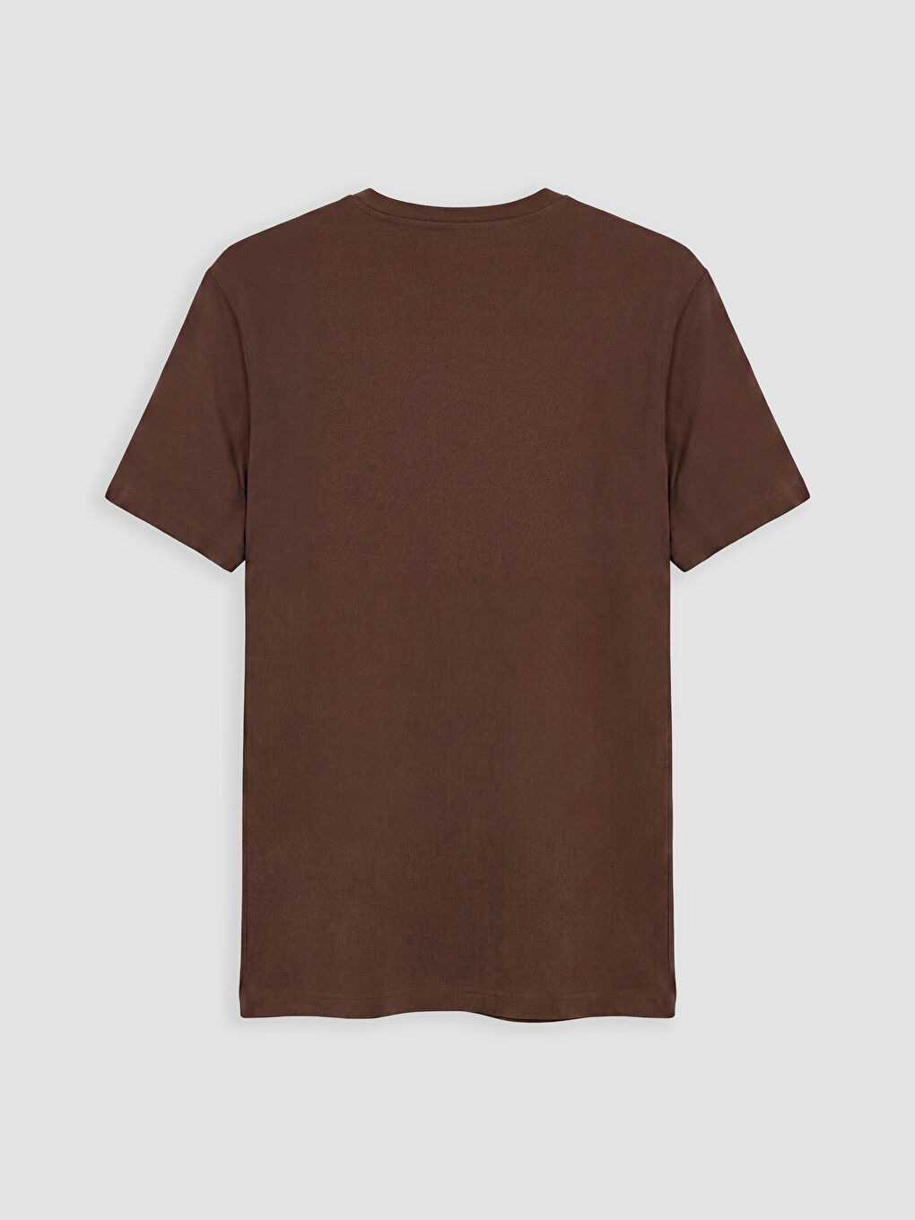 Kahverengi Slim Fit %100 Pamuk Basic Tişört-5