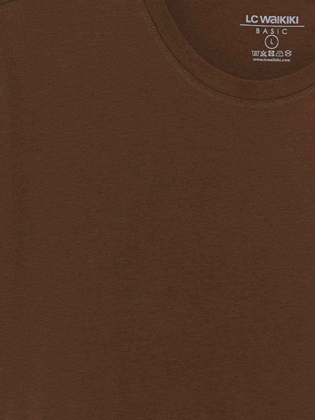 Kahverengi Slim Fit %100 Pamuk Basic Tişört-6